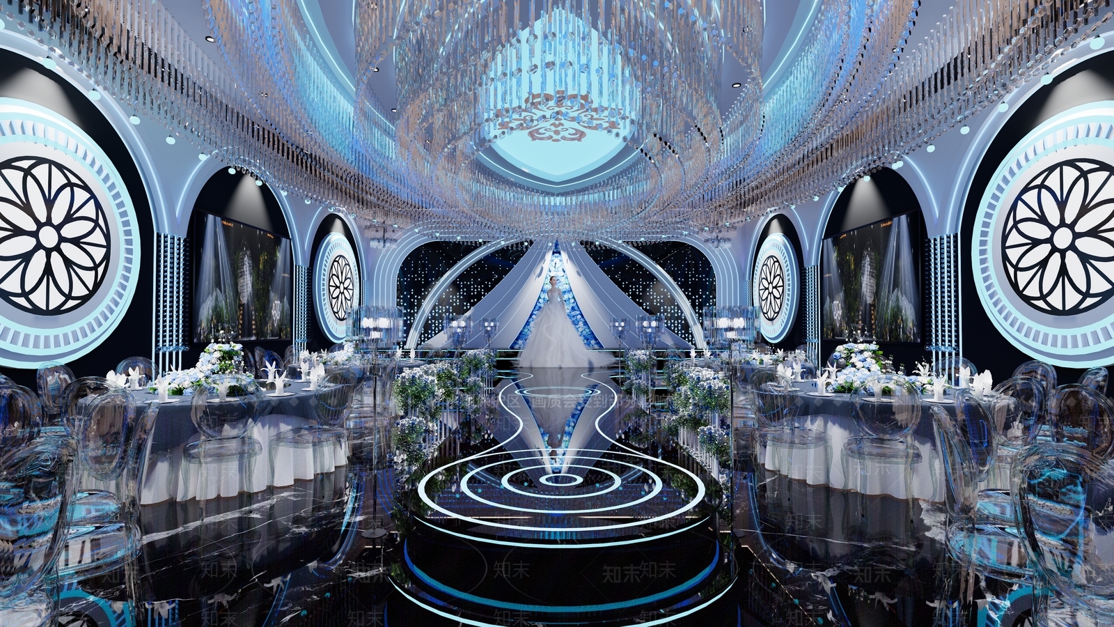 现代简约宴会厅SU模型下载【ID:1196532552】