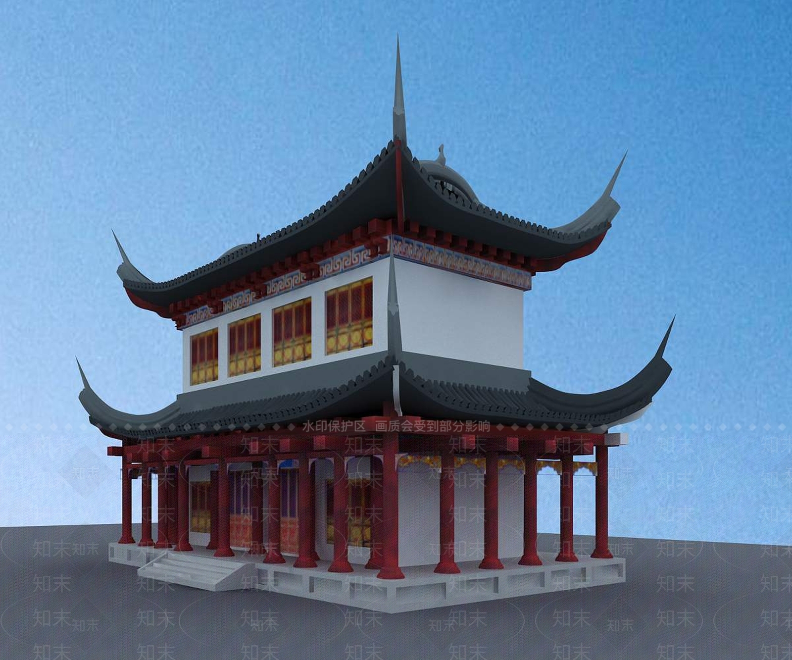 中式古建3D模型下载【ID:1196537981】