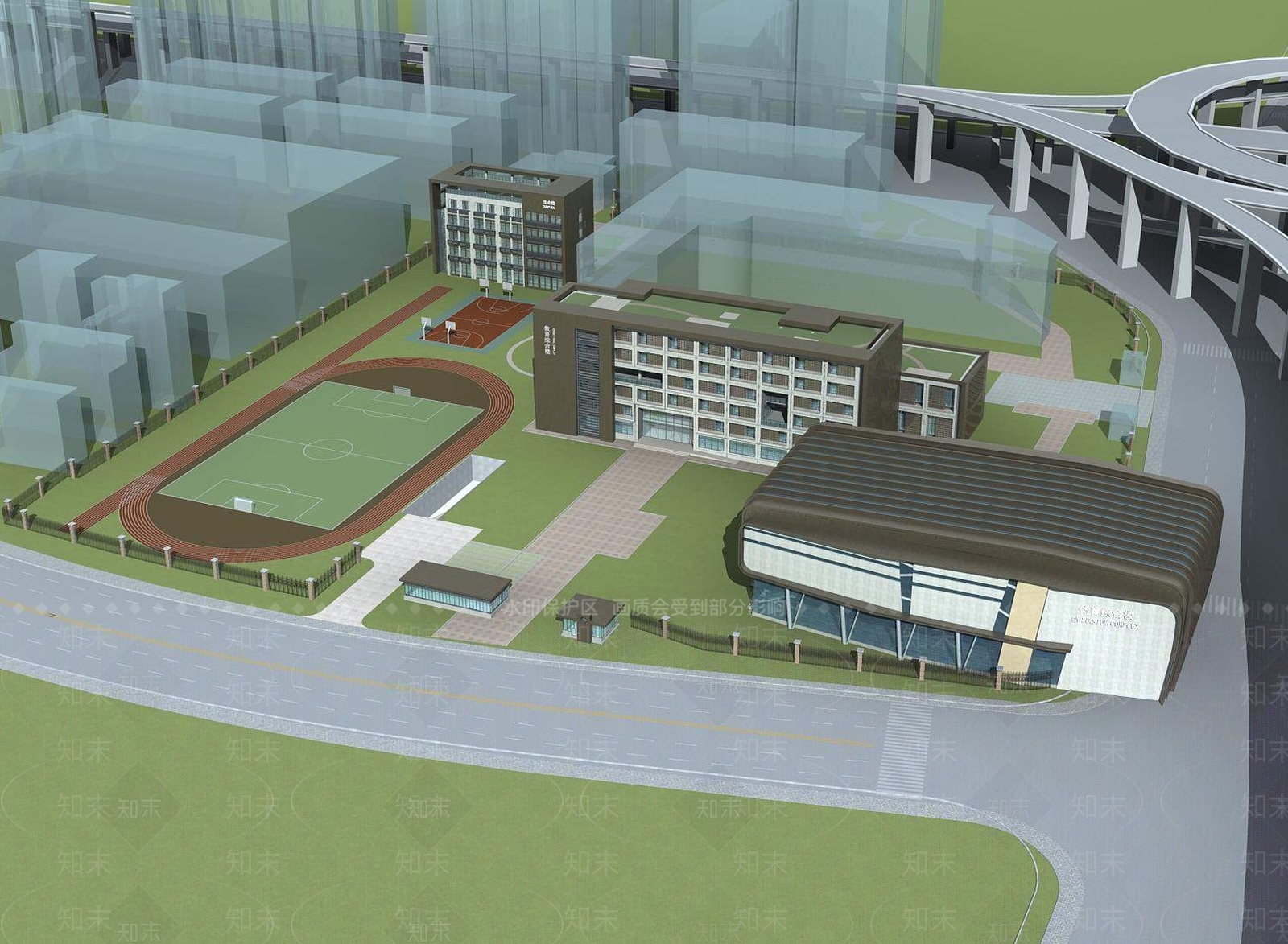 现代学校外观3D模型下载【ID:1196538291】