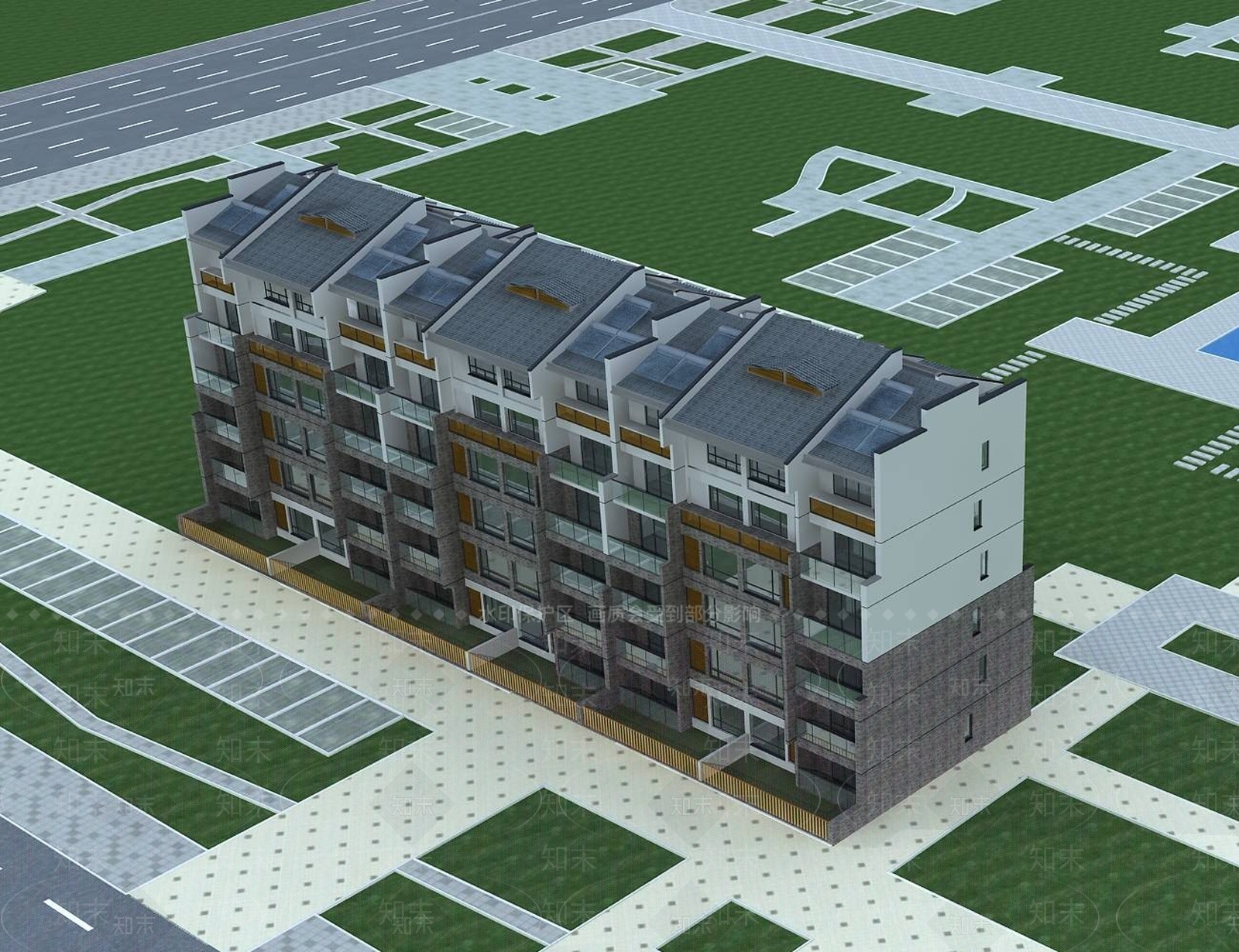 现代多层住宅楼3D模型下载【ID:1196538655】