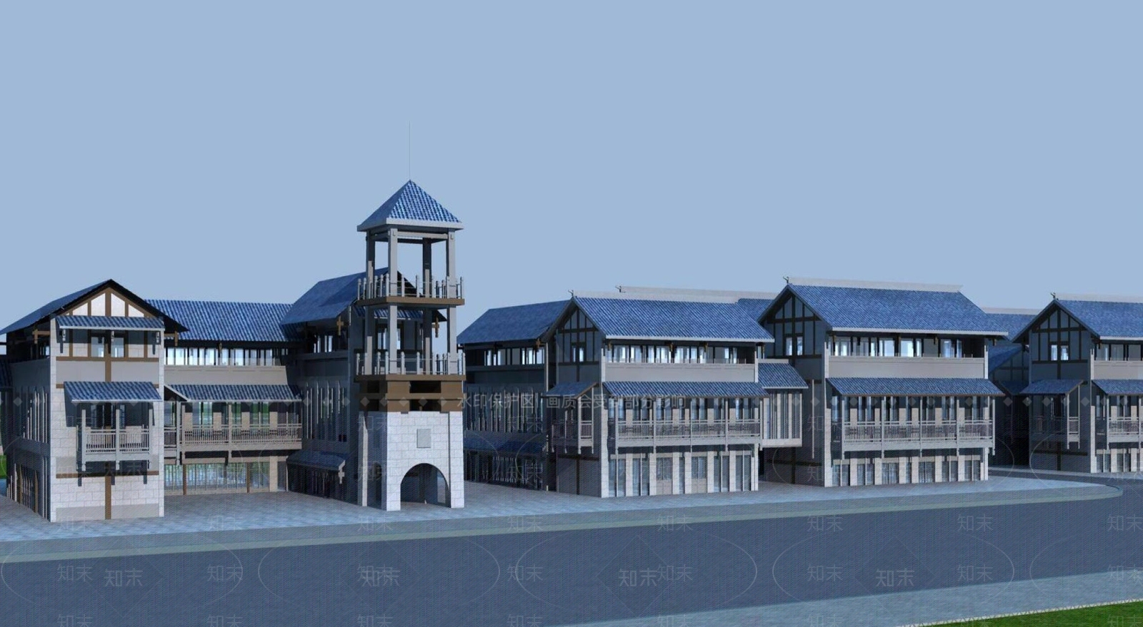 中式商业景观3D模型下载【ID:1196539127】