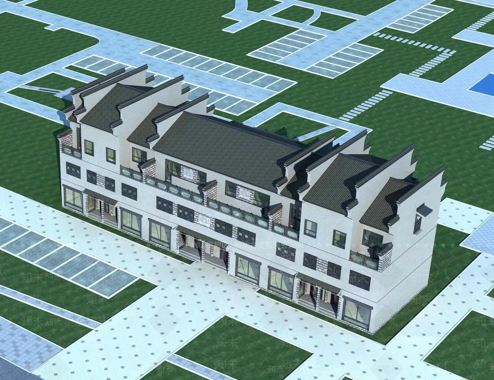 中式商业景观3D模型下载【ID:1196540115】