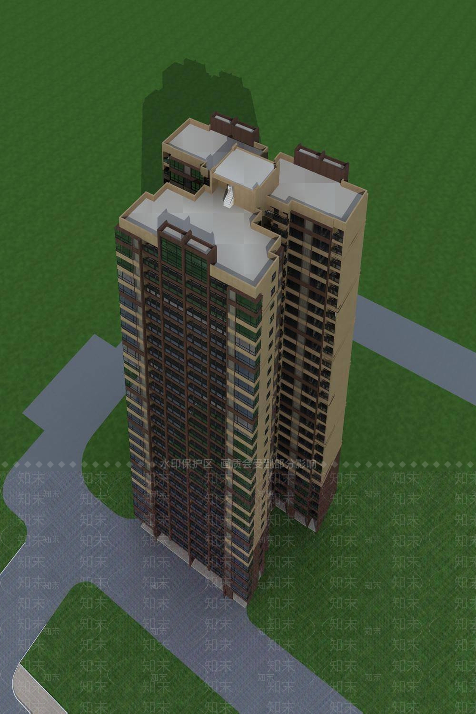 现代小高层住宅楼3D模型下载【ID:1196541286】