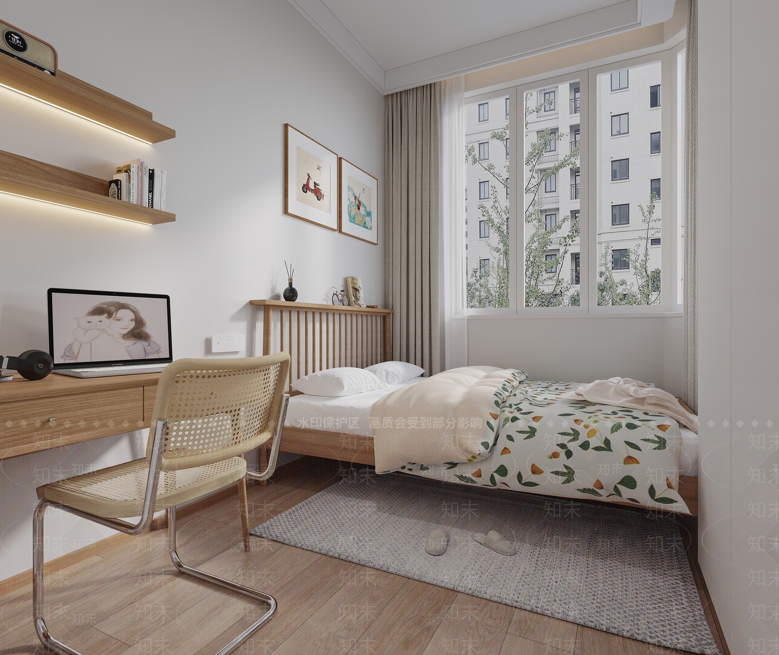 北欧家居卧室3D模型下载【ID:1196541888】