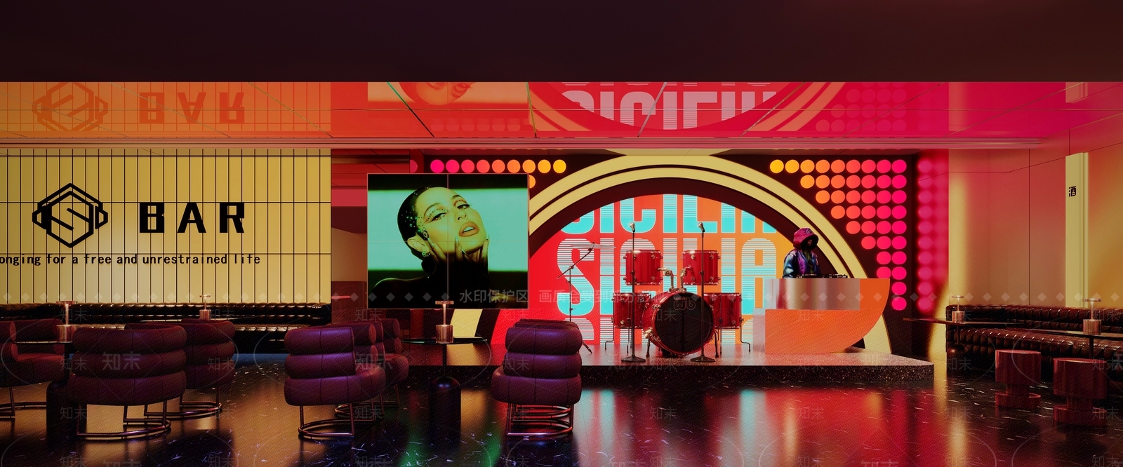 现代酒吧SU模型下载【ID:1196541561】