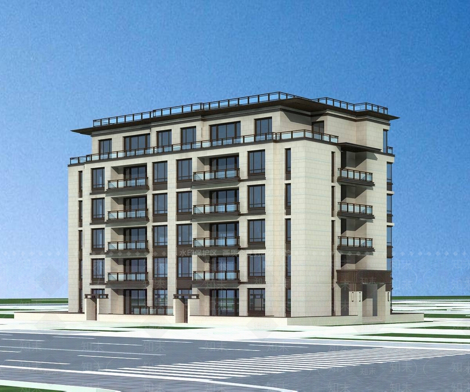 现代多层住宅楼3D模型下载【ID:1196541863】