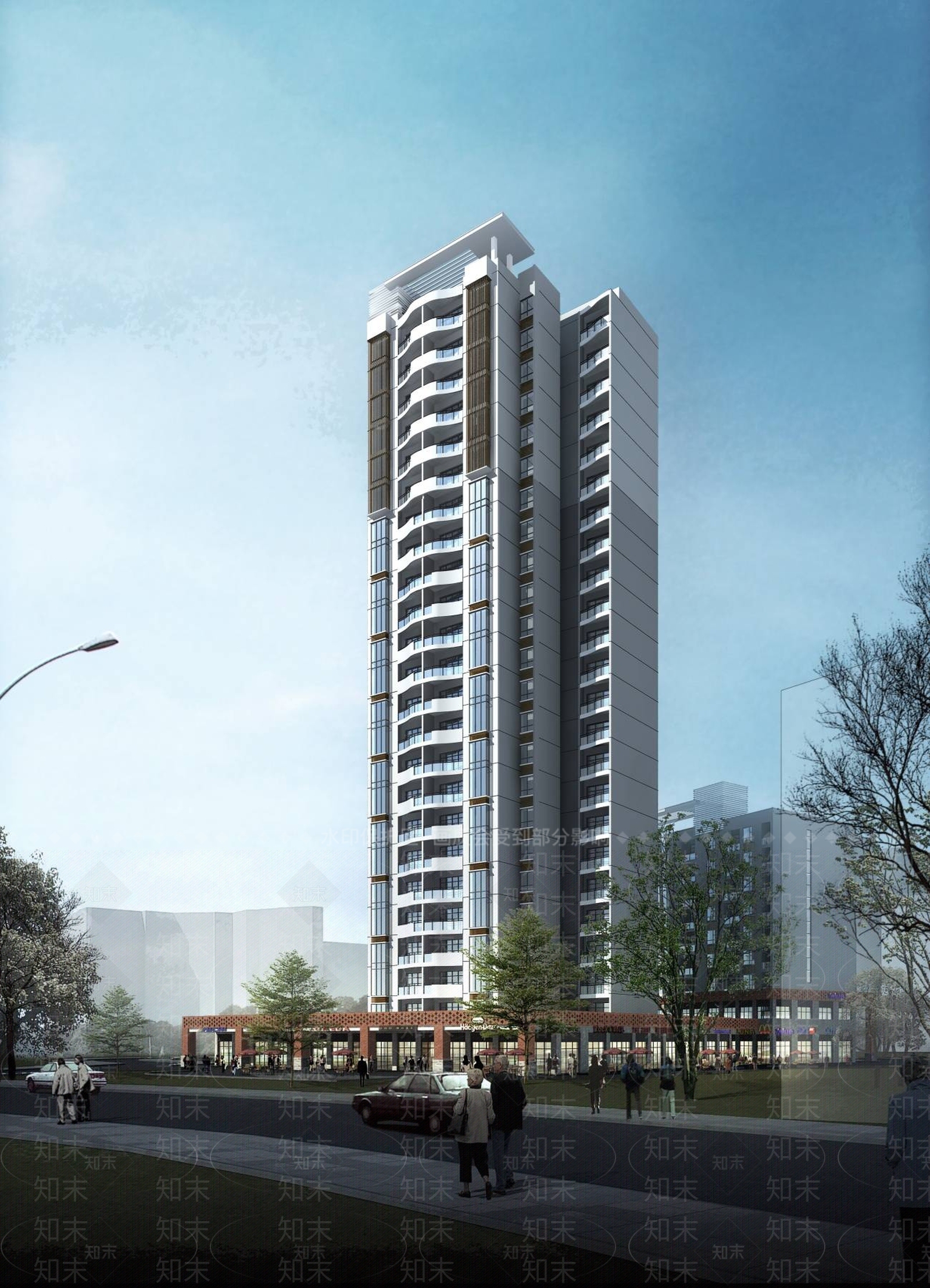 现代小高层住宅楼3D模型下载【ID:1196542264】