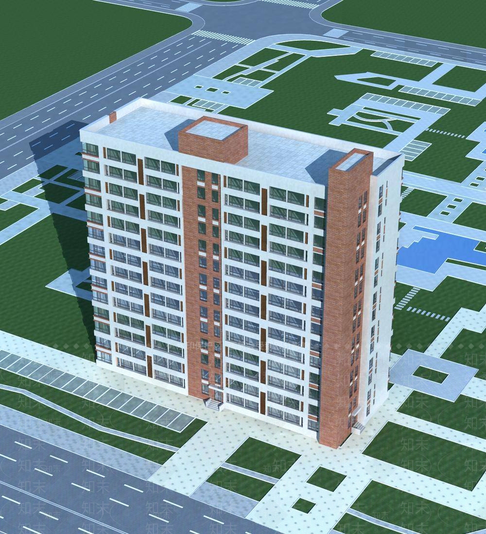 现代小高层住宅楼3D模型下载【ID:1196542353】