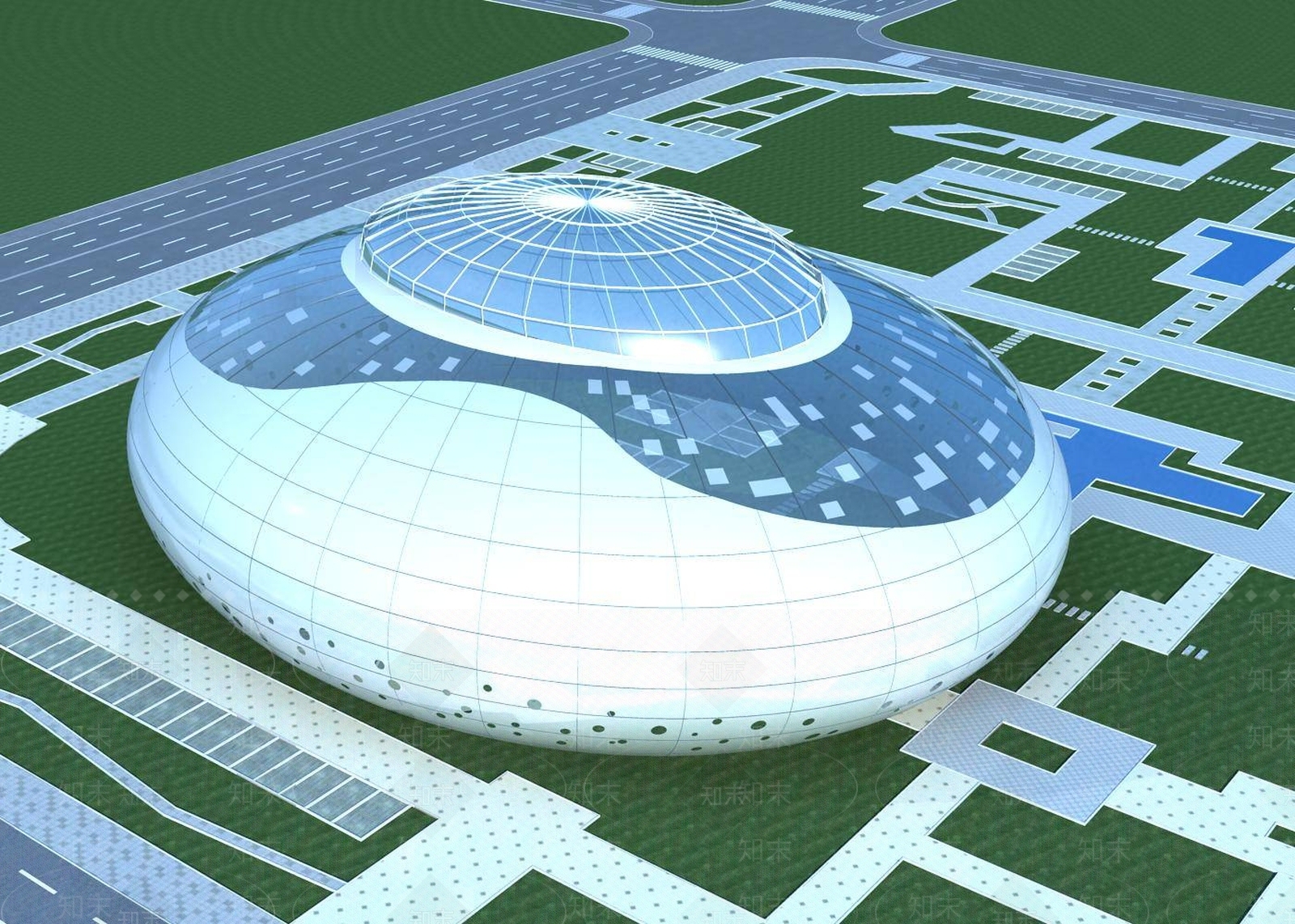 现代体育馆外观3D模型下载【ID:1196542989】