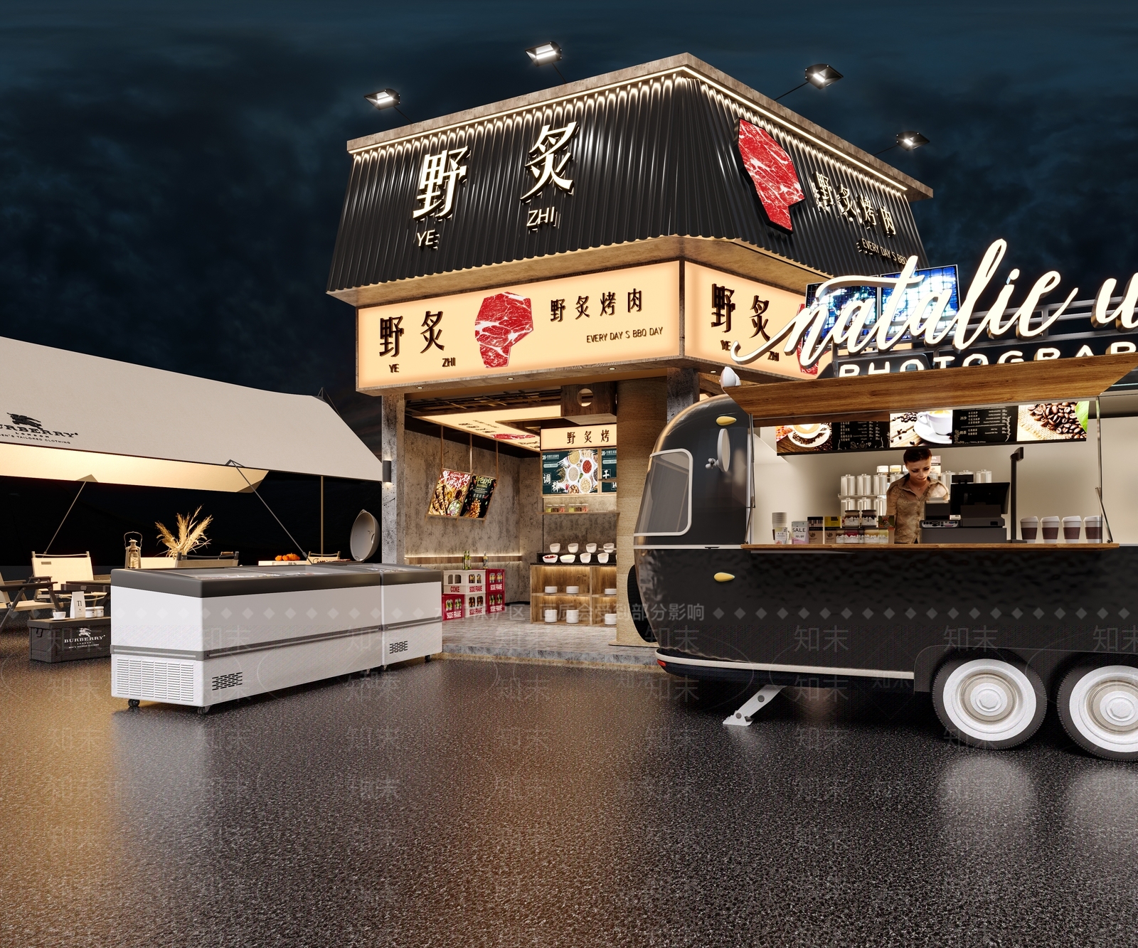 复古现代烧烤店3D模型下载【ID:1196543296】