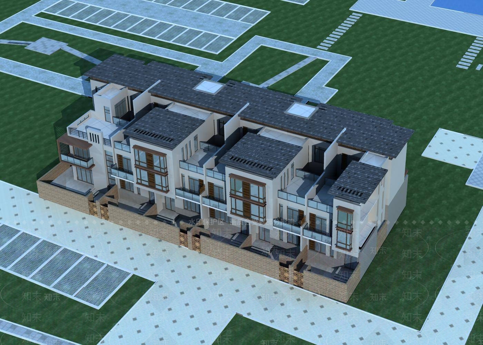 现代别墅外观3D模型下载【ID:1196543025】