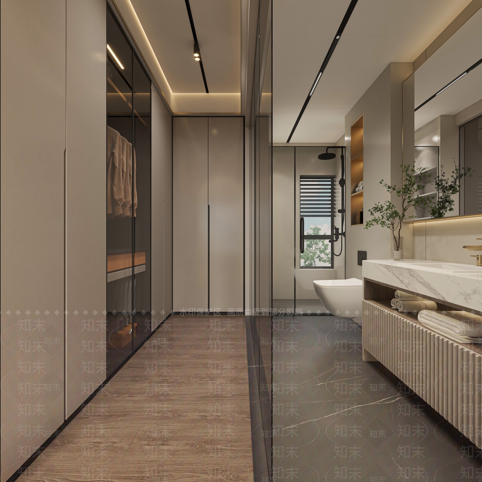 现代轻奢衣帽间3D模型下载【ID:1196544453】