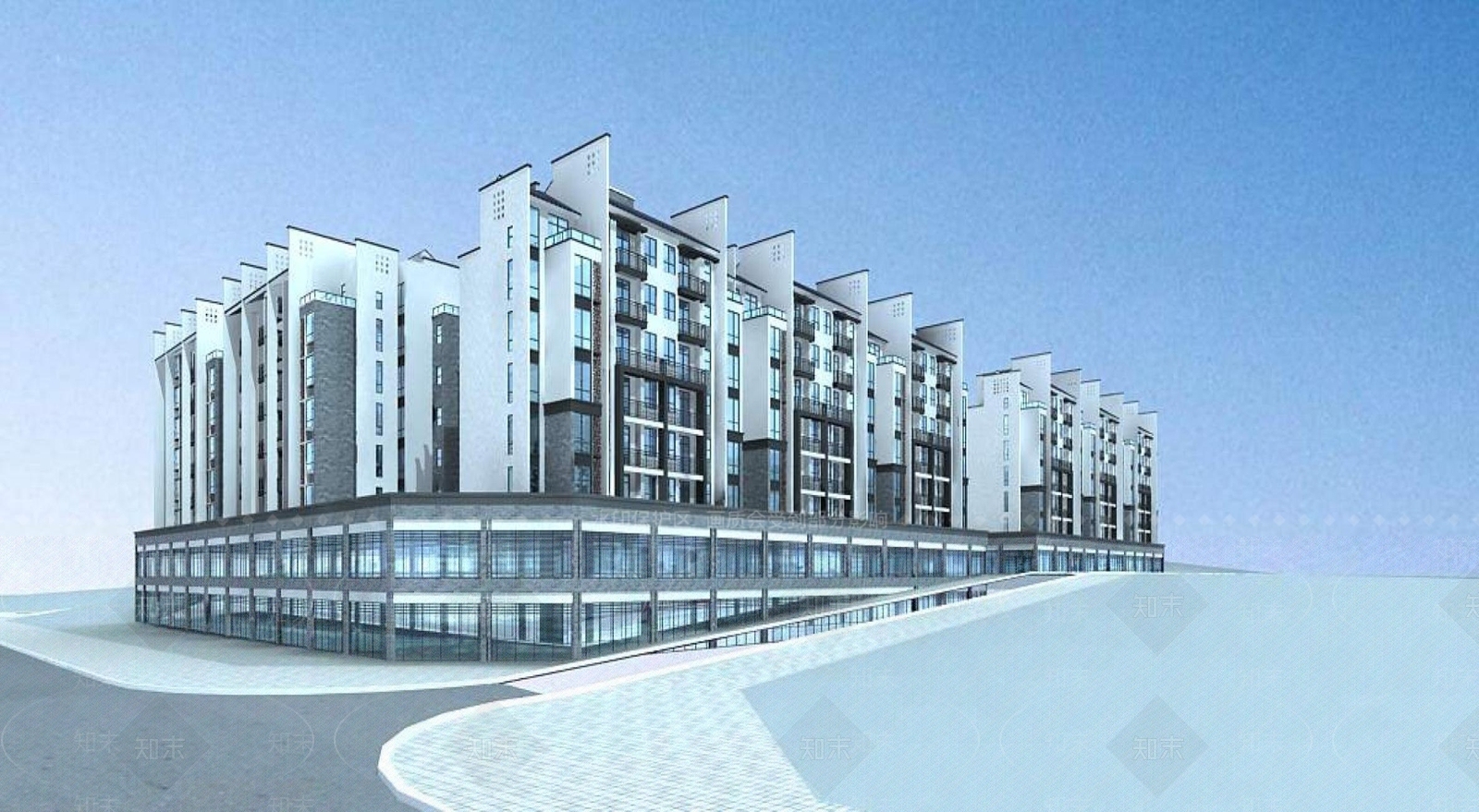 中式小高层住宅楼3D模型下载【ID:1196544375】