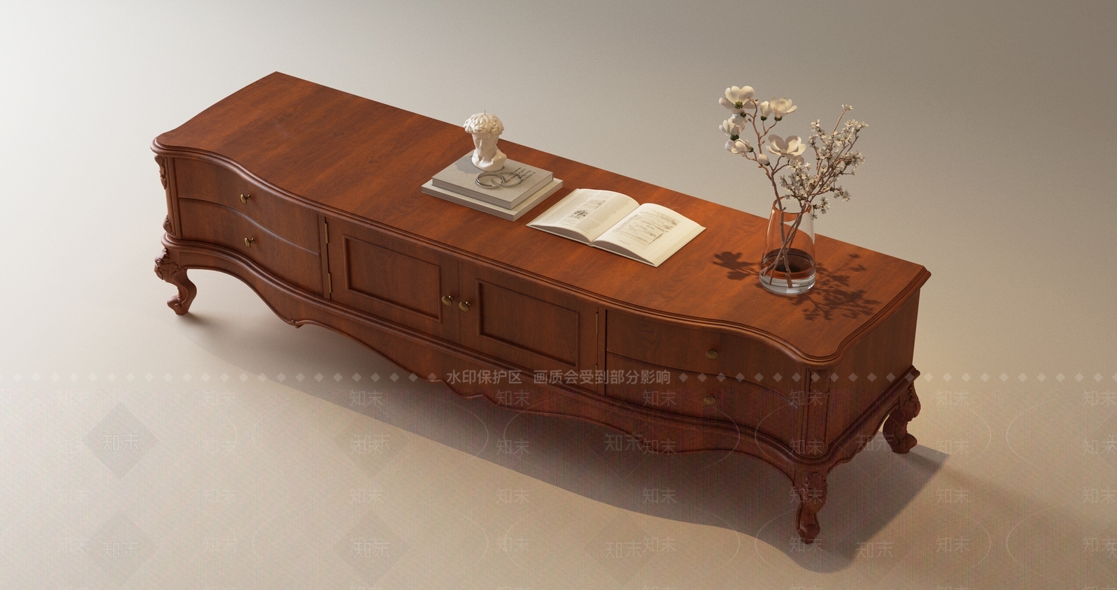 美式法式电视柜3D模型下载【ID:1196545663】