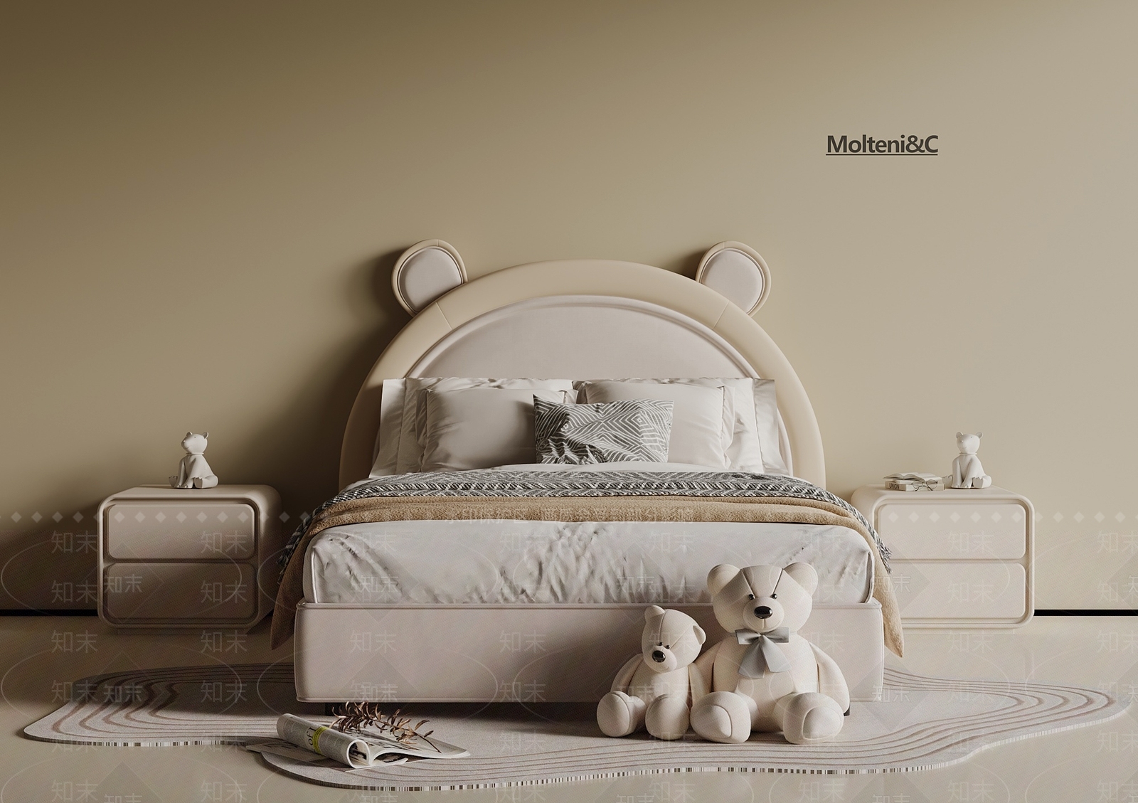 现代奶油儿童床SU模型下载【ID:1196545977】