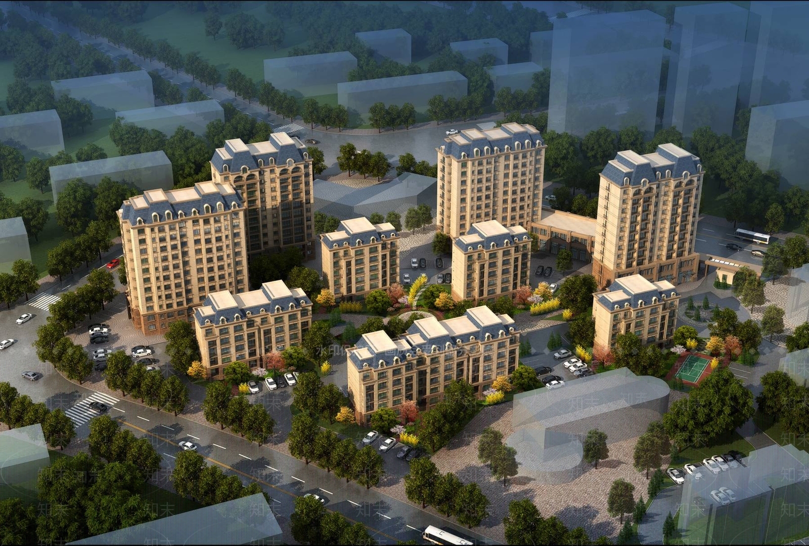 欧式小高层住宅楼3D模型下载【ID:1196547083】