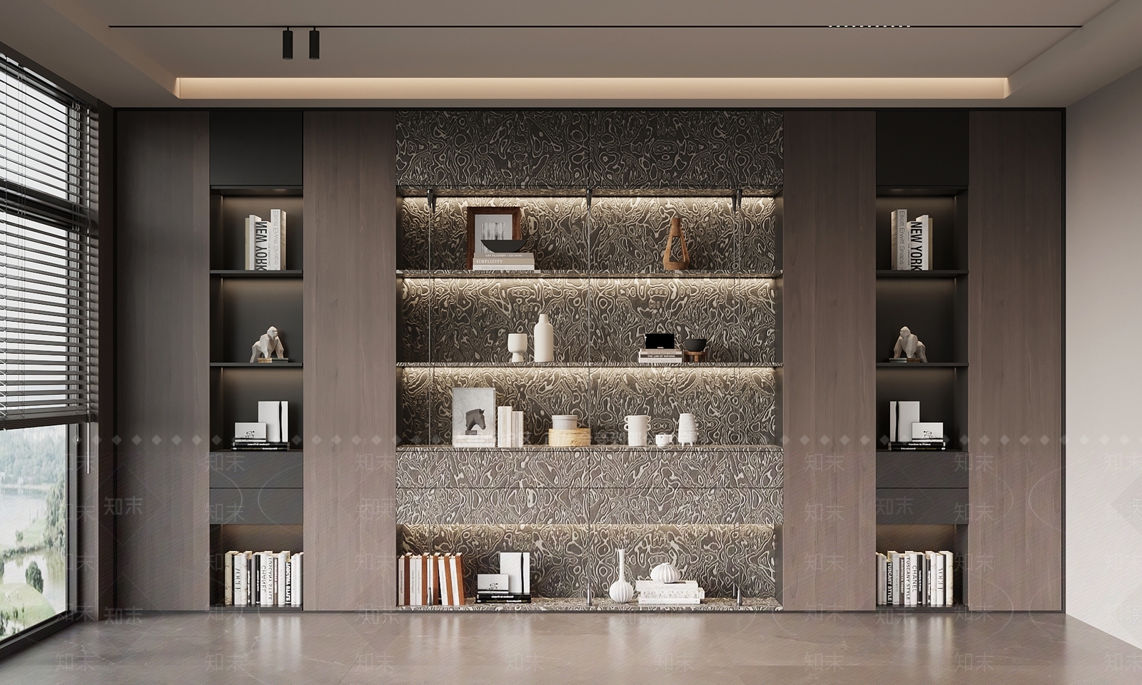 现代意式书柜SU模型下载【ID:1196548055】