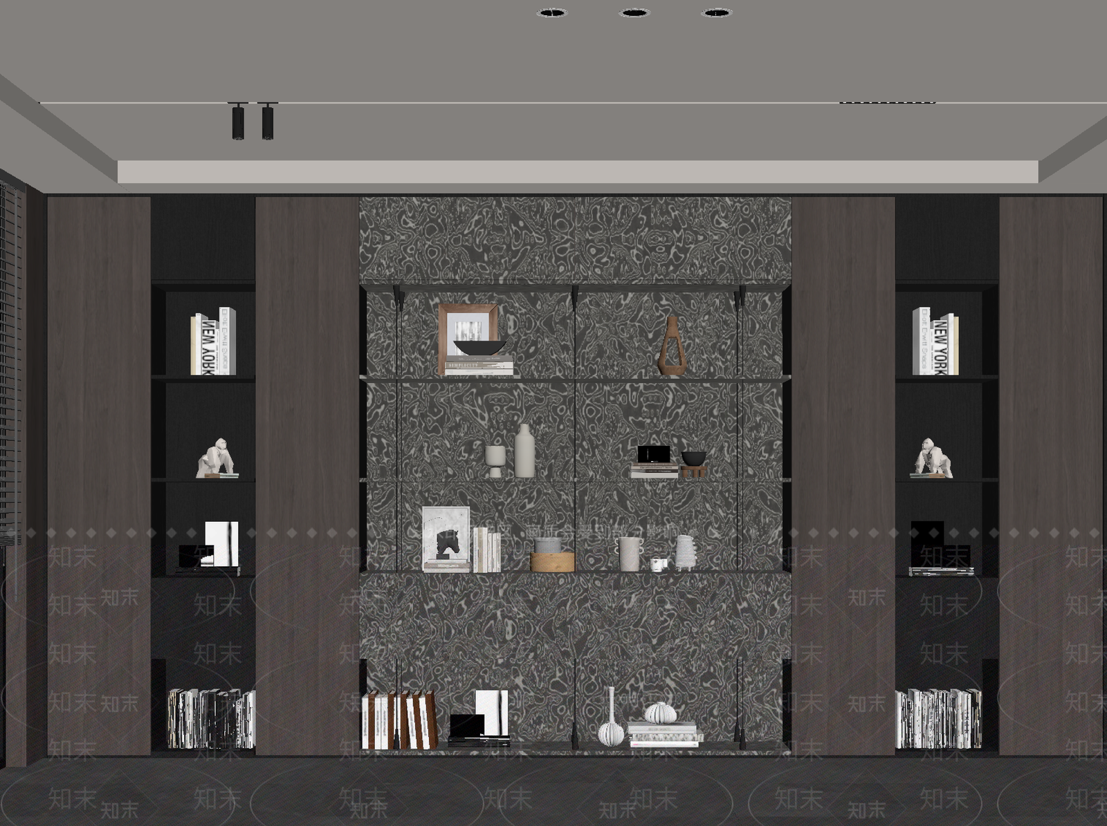 现代意式书柜SU模型下载【ID:1196548055】