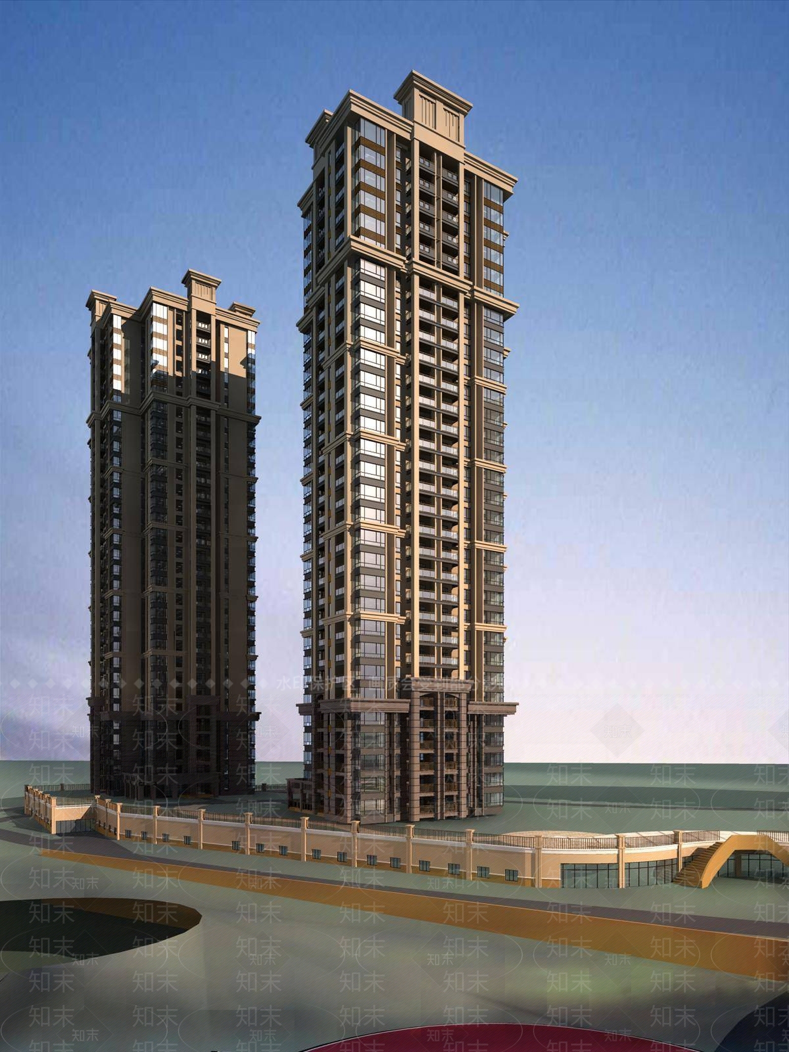 欧式小高层住宅楼3D模型下载【ID:1196548925】