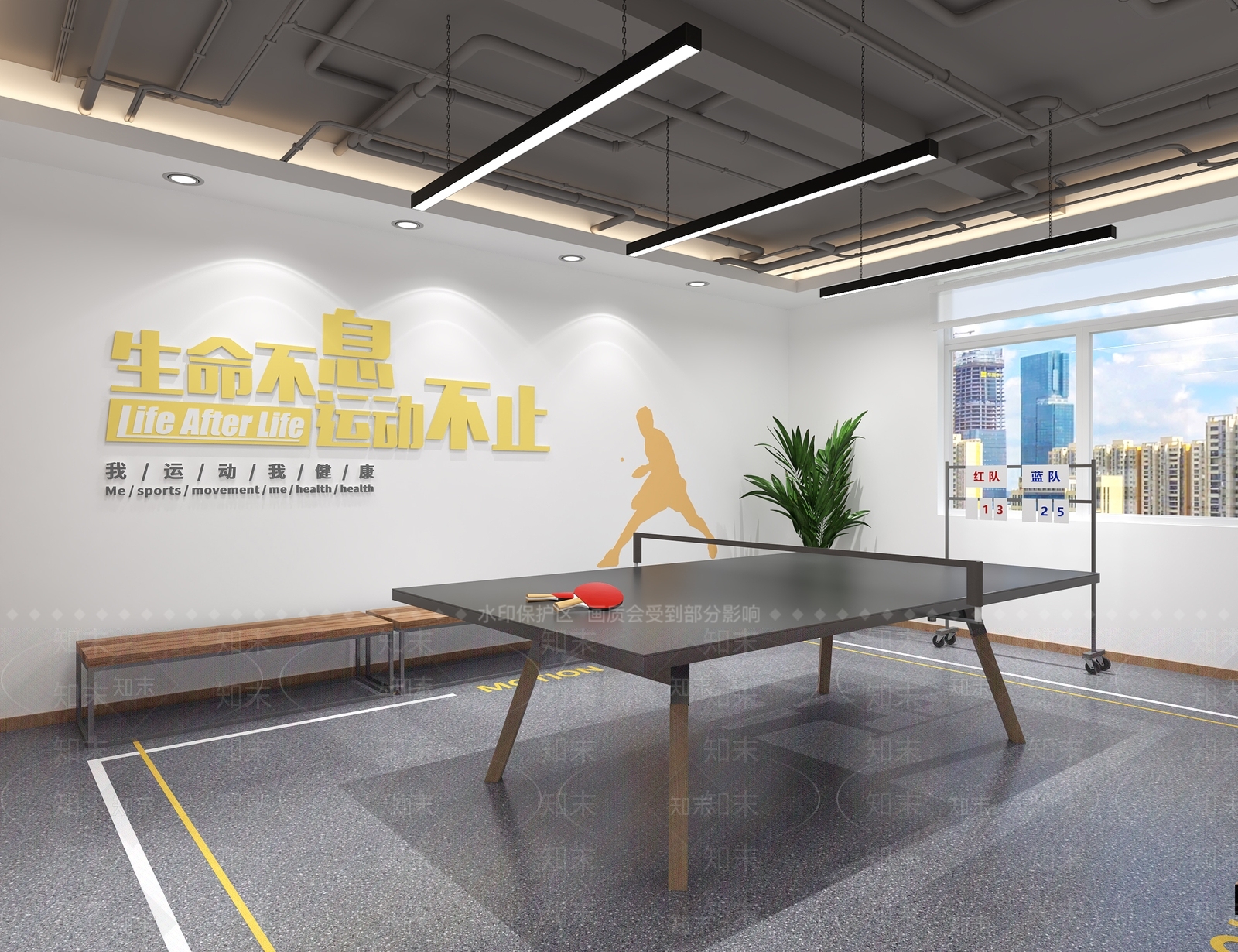 现代乒乓球室3D模型下载【ID:1196550931】