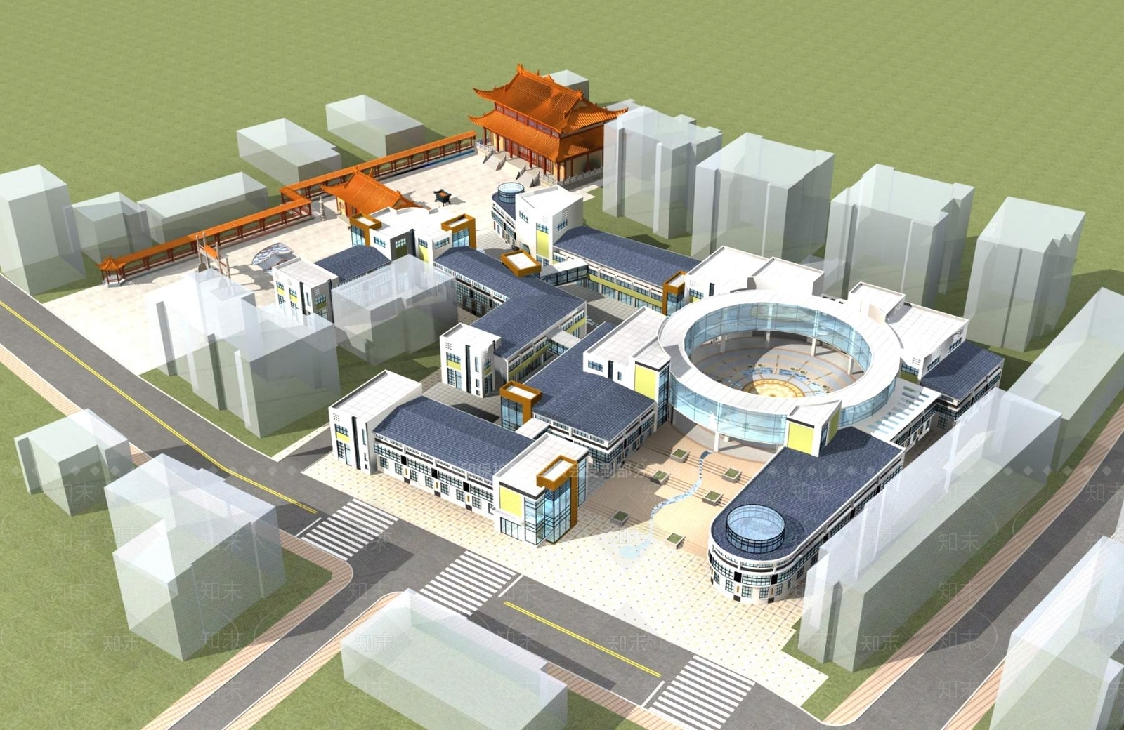 中式商业街3D模型下载【ID:1196551200】