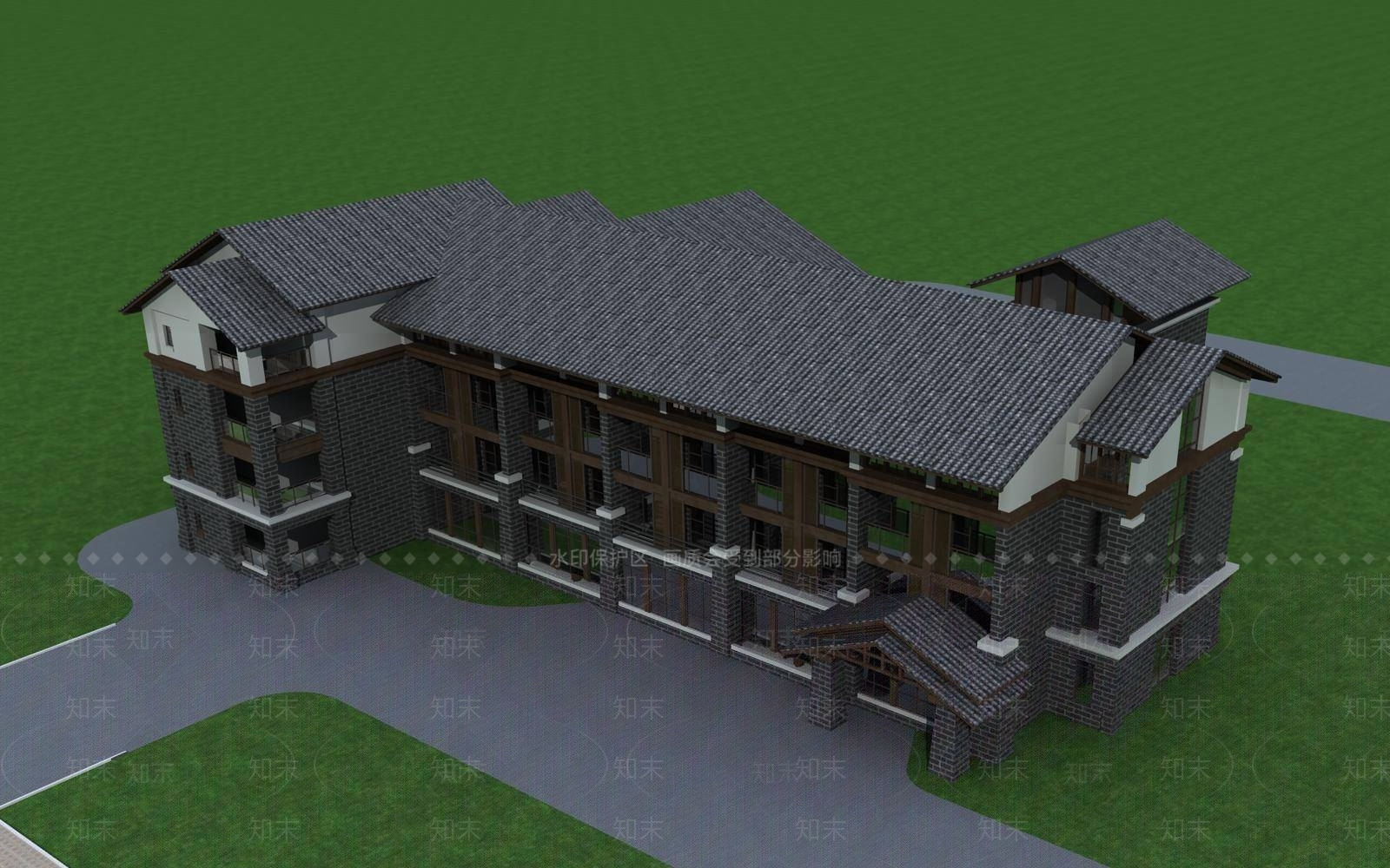 中式商业街3D模型下载【ID:1196551288】