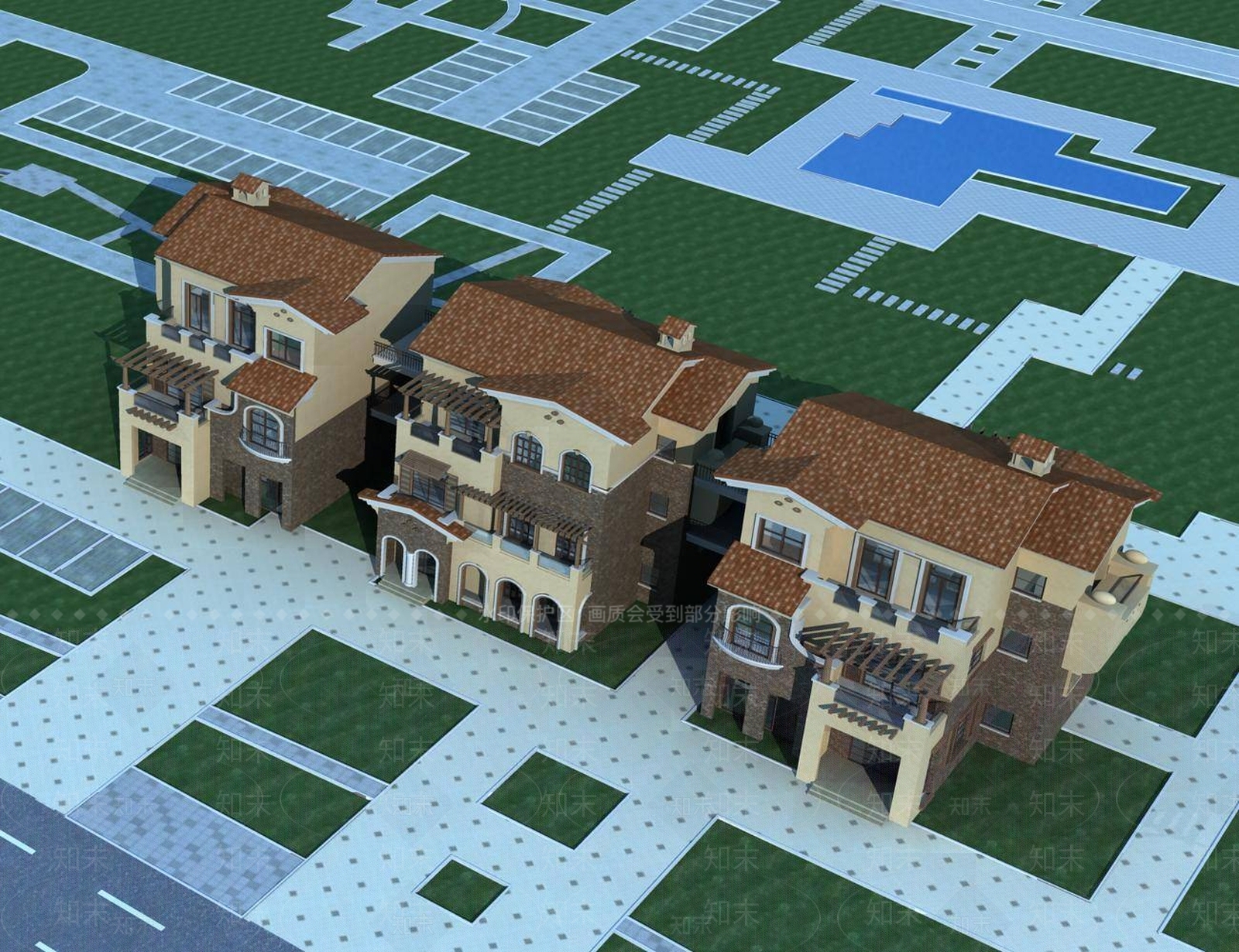 欧式别墅外观3D模型下载【ID:1196551588】