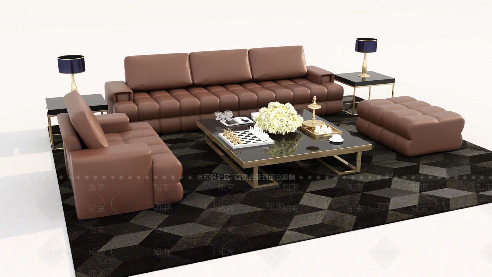 复古美式家居客厅3D模型下载【ID:1196552093】