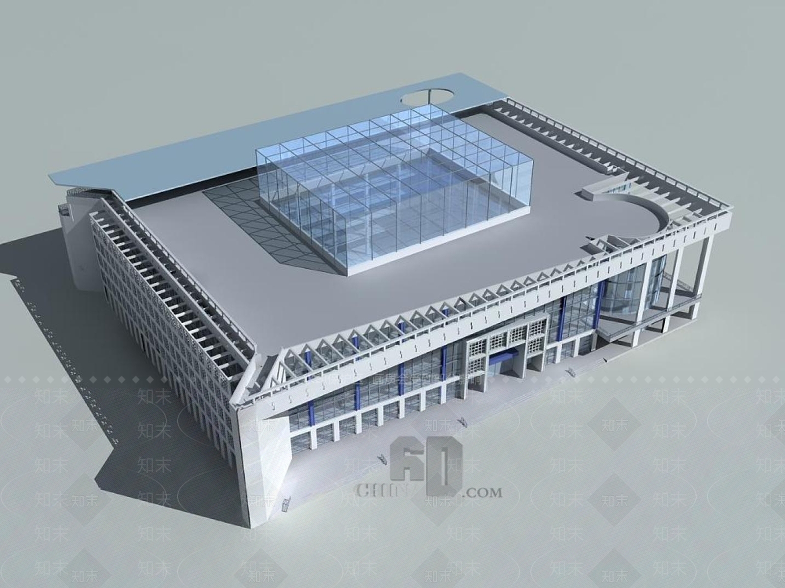 现代图书馆外观3D模型下载【ID:1196552180】