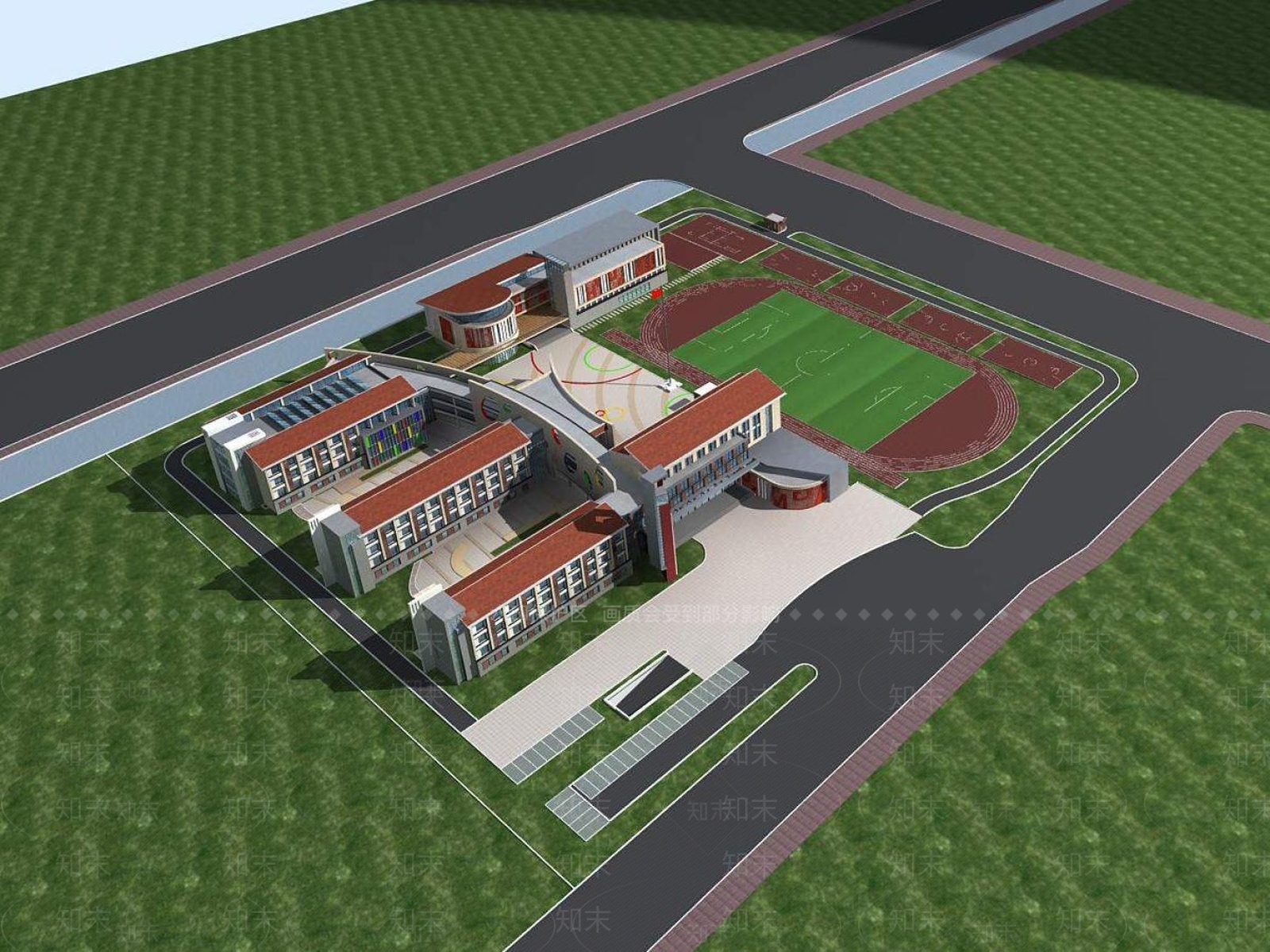 现代学校外观3D模型下载【ID:1196553107】