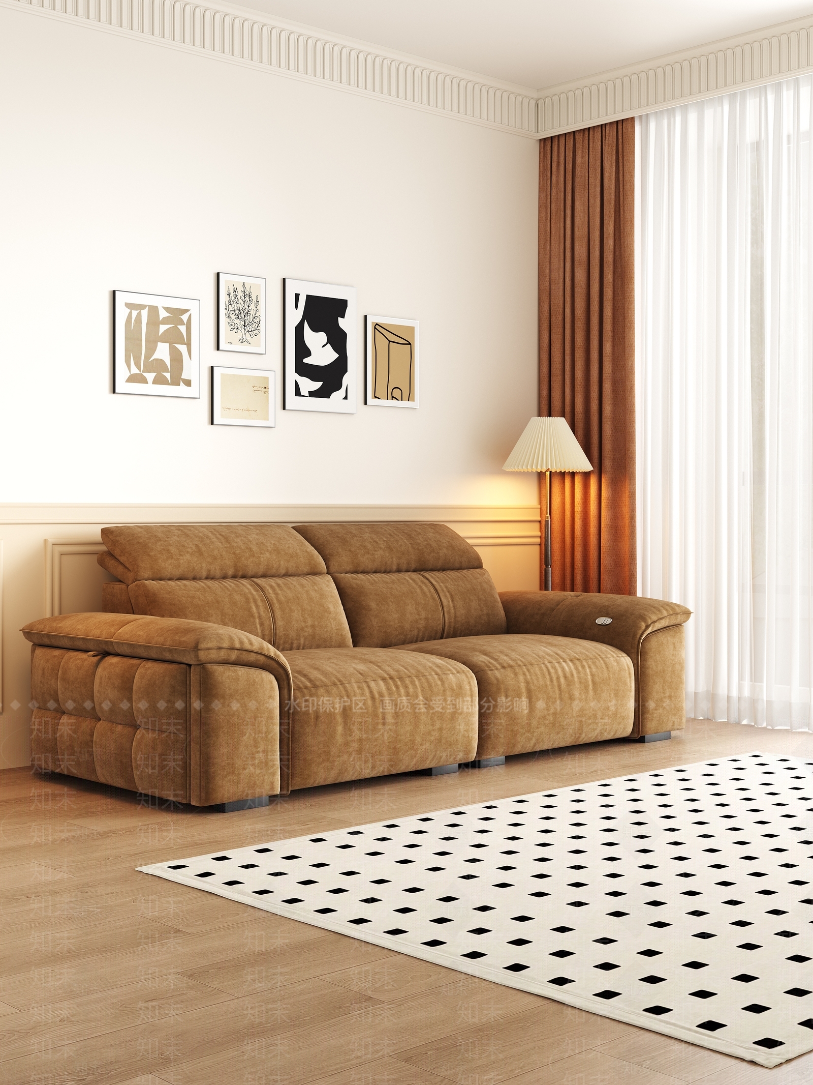 现代中古双人沙发3D模型下载【ID:1196560813】