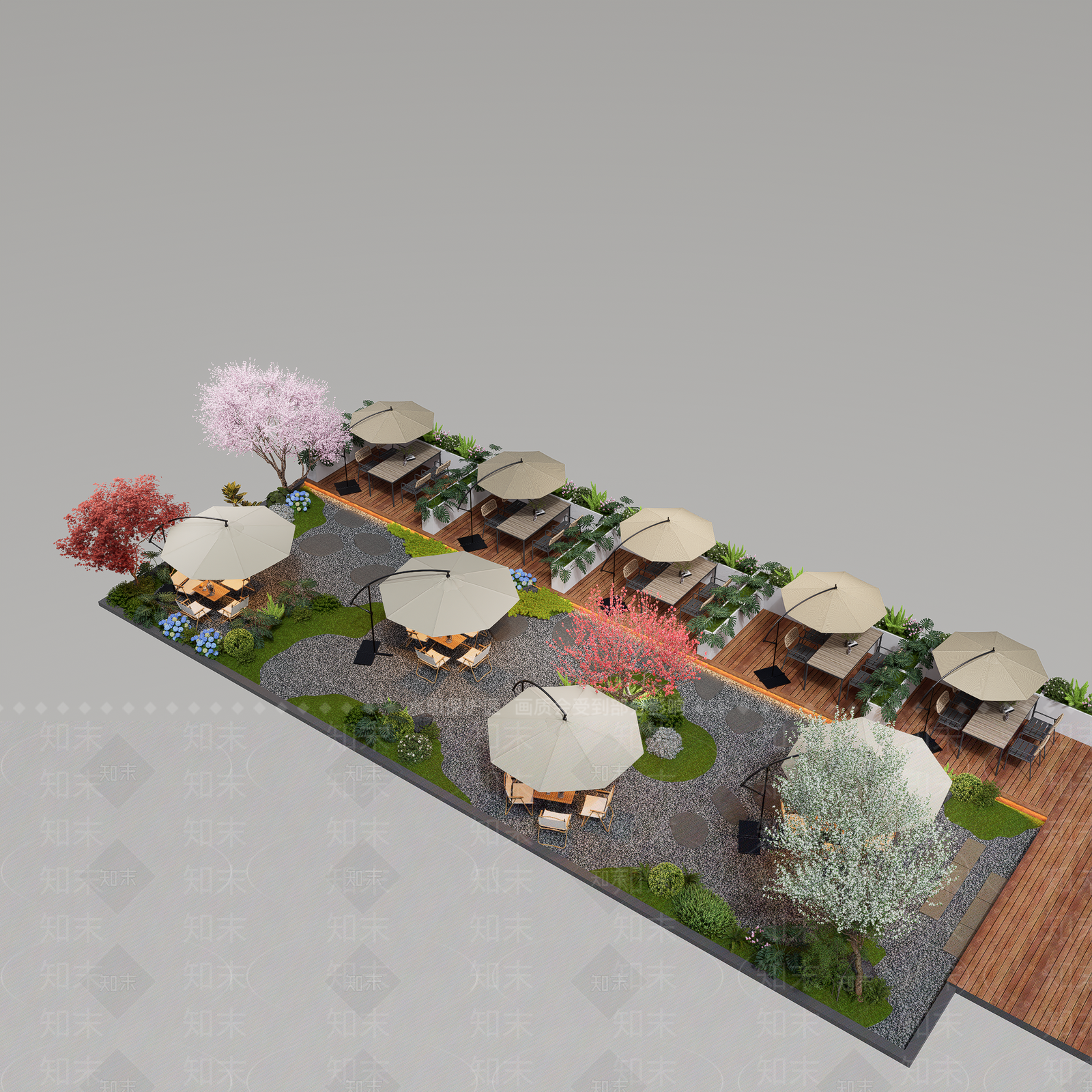 日式新中式屋顶花园SU模型下载【ID:1196567971】