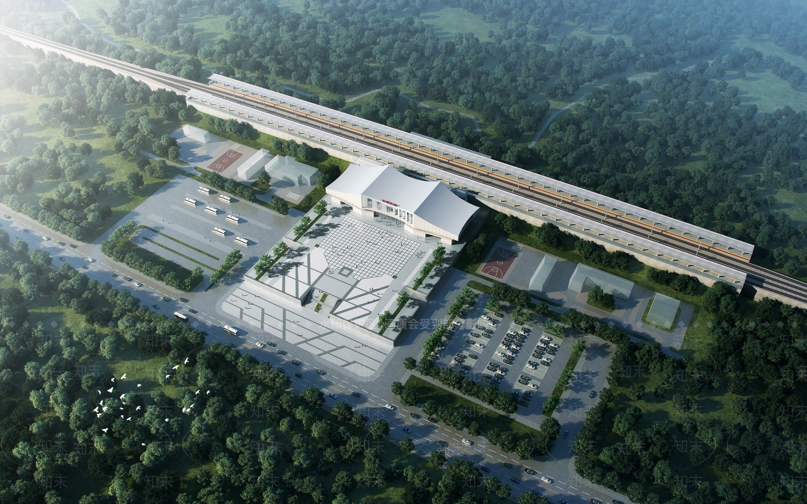 现代车站外观3D模型下载【ID:1196572832】