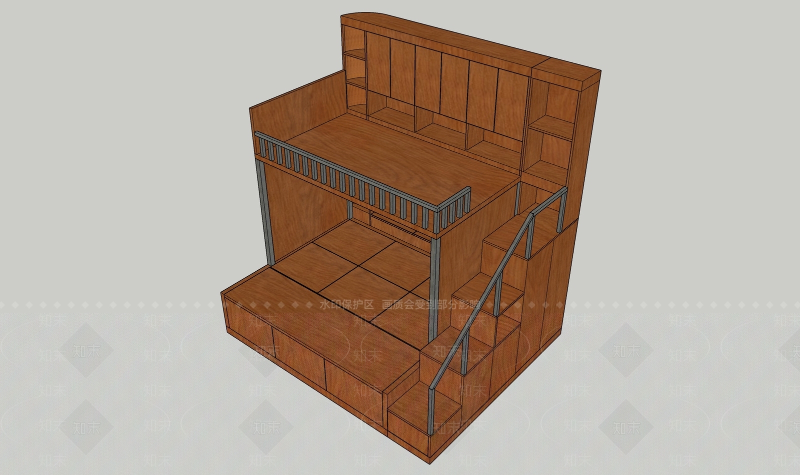 现代简约上下床SU模型下载【ID:1196573610】