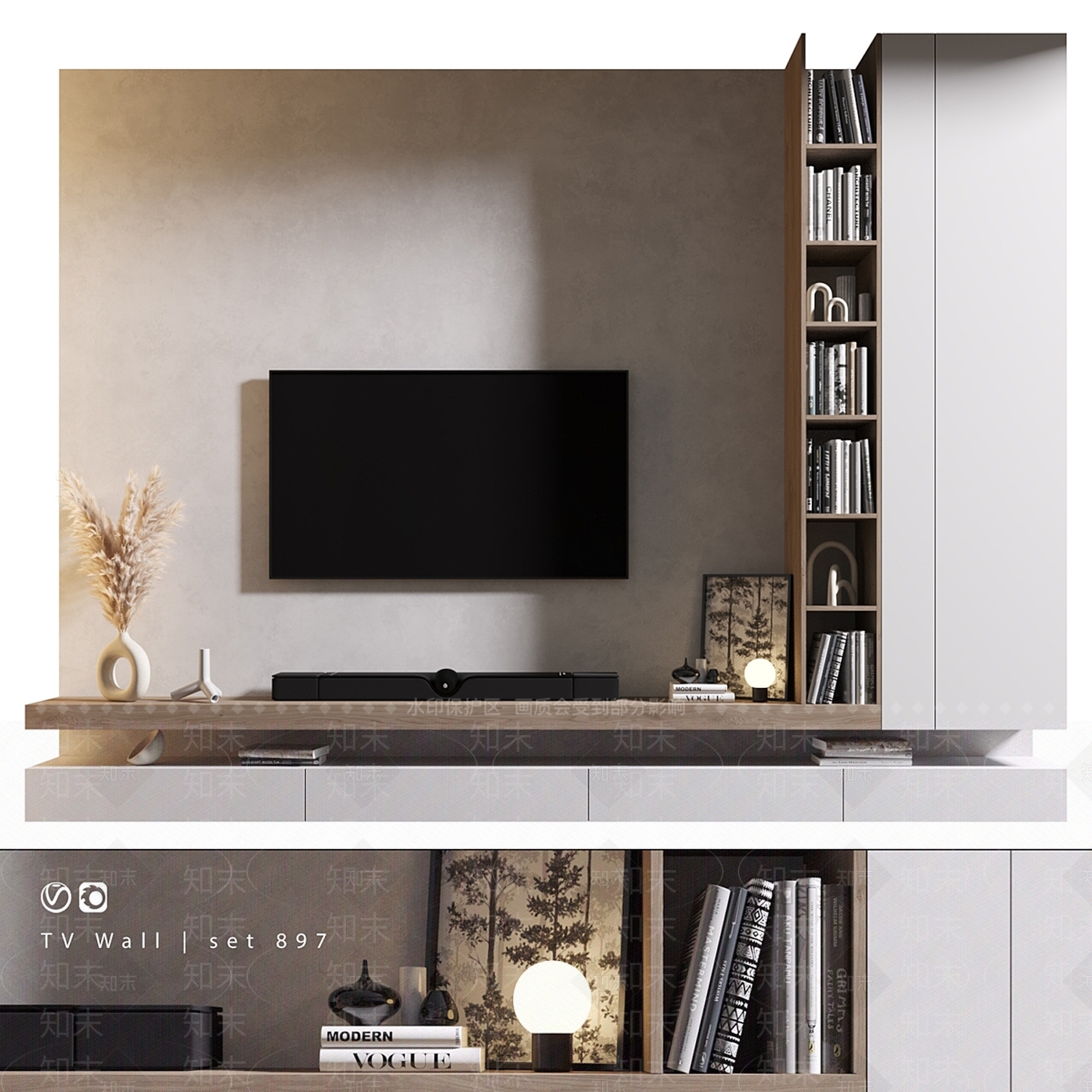 电视背景墙3D模型下载【ID:1196574400】