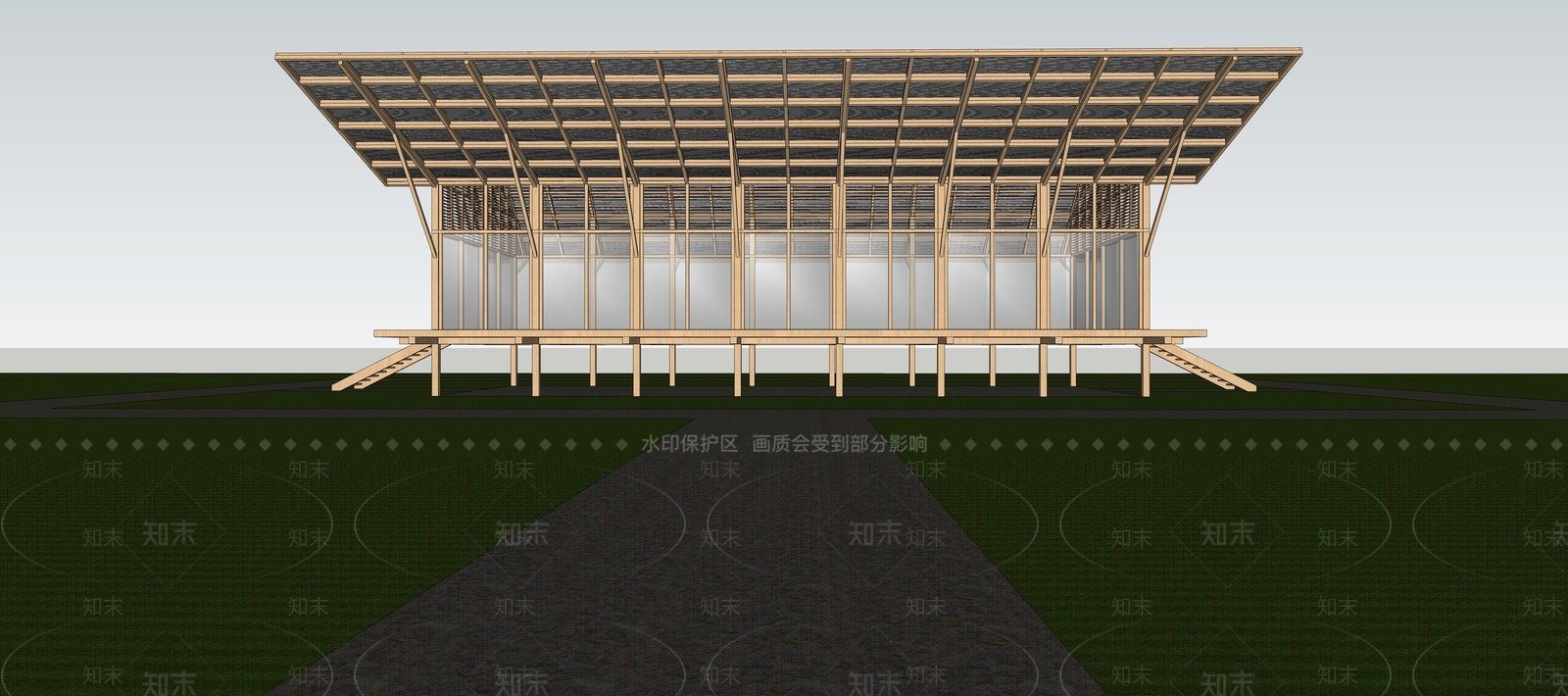 现代民宿建筑SU模型下载【ID:1196574887】