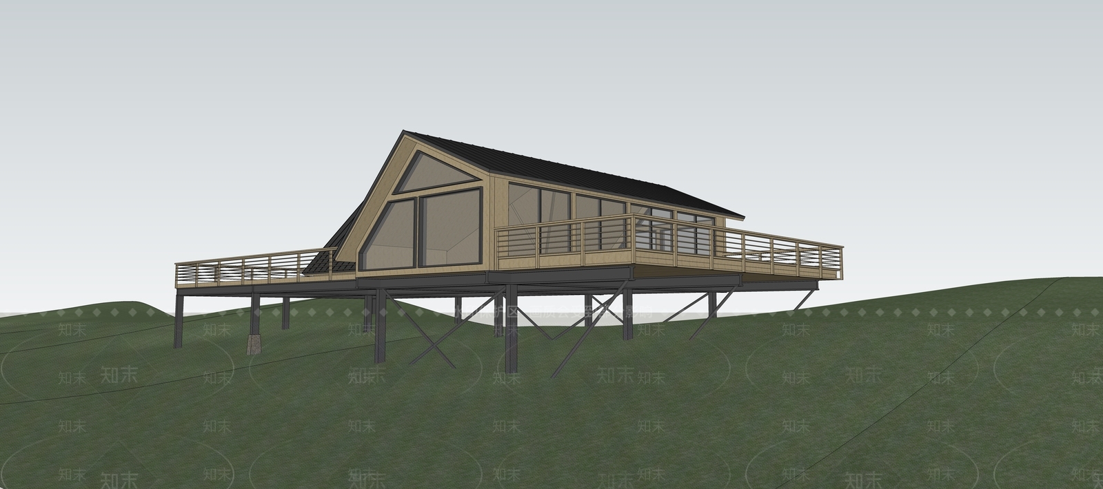 现代民宿建筑SU模型下载【ID:1196577485】
