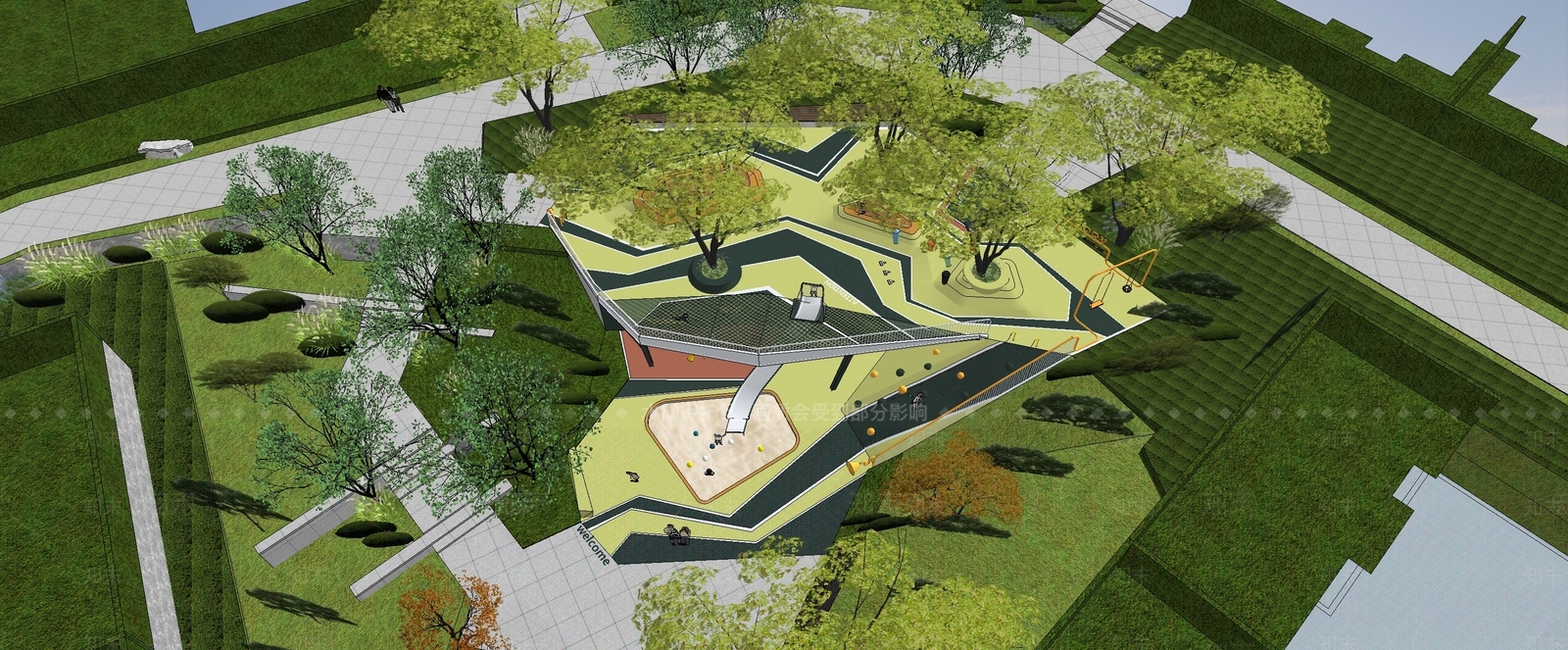 现代儿童游乐区SU模型下载【ID:1196580996】