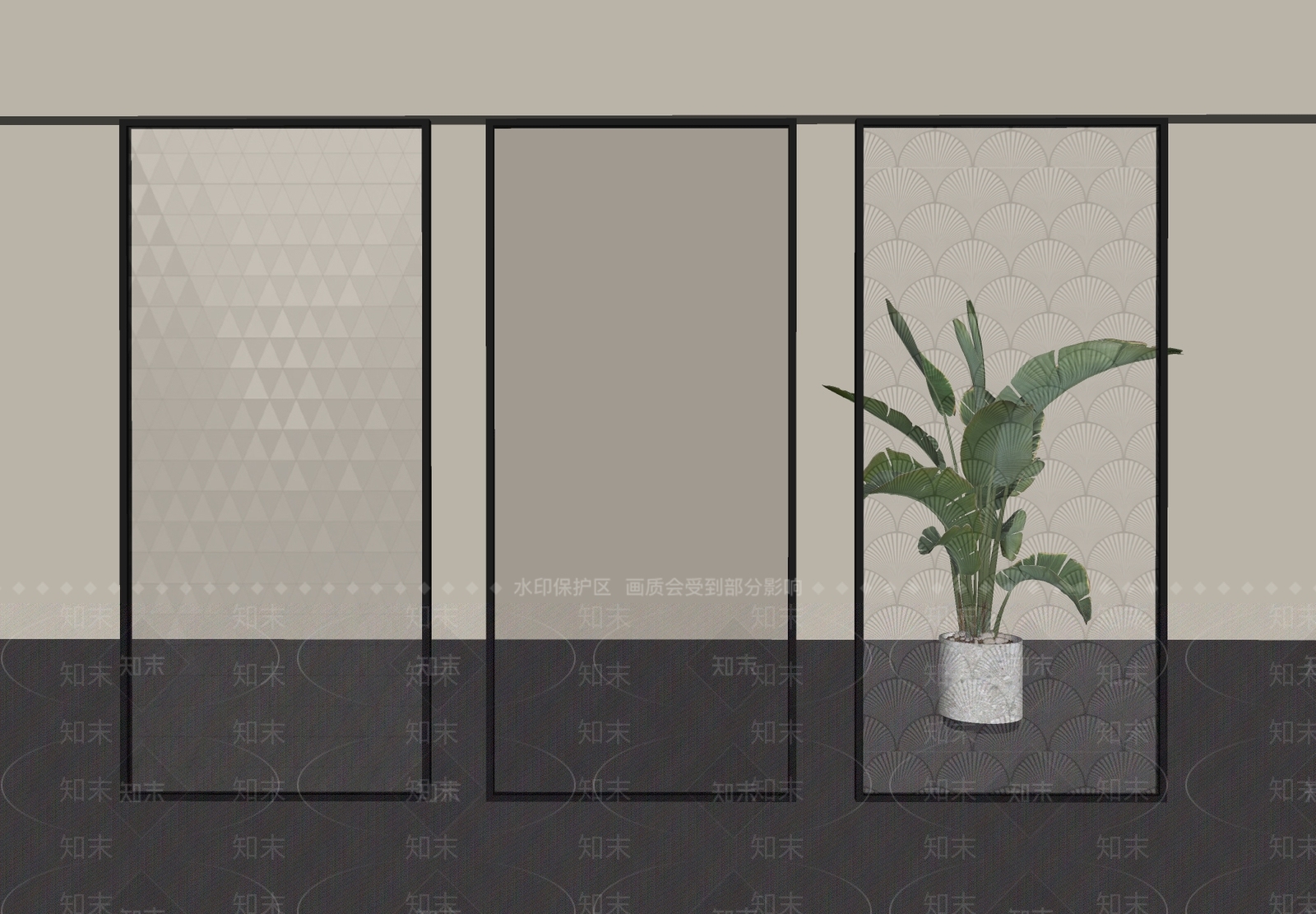 现代隔断SU模型下载【ID:1196582780】