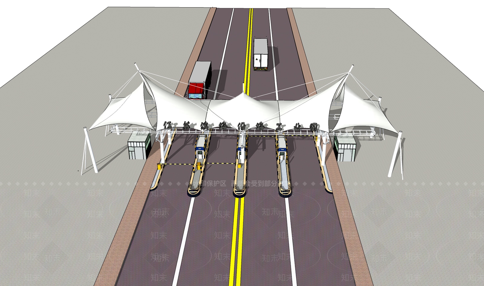 现代收费站SU模型下载【ID:1196582651】