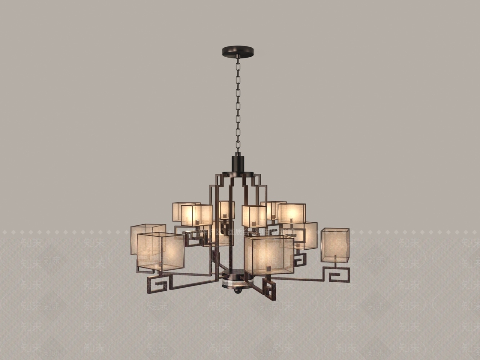 中式客厅吊灯3D模型下载【ID:1196583567】