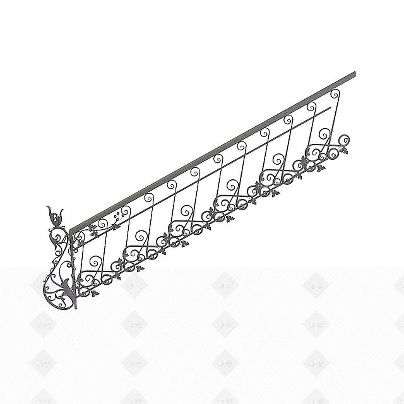 欧式古典欧式铁艺栏杆3D模型下载【ID:1196586149】