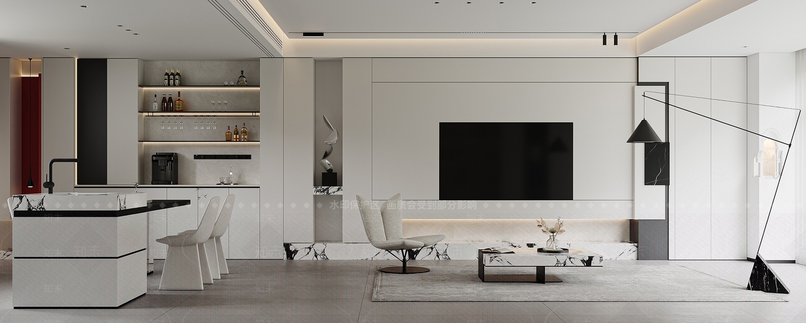 现代简约客餐厅3D模型下载【ID:1196586569】