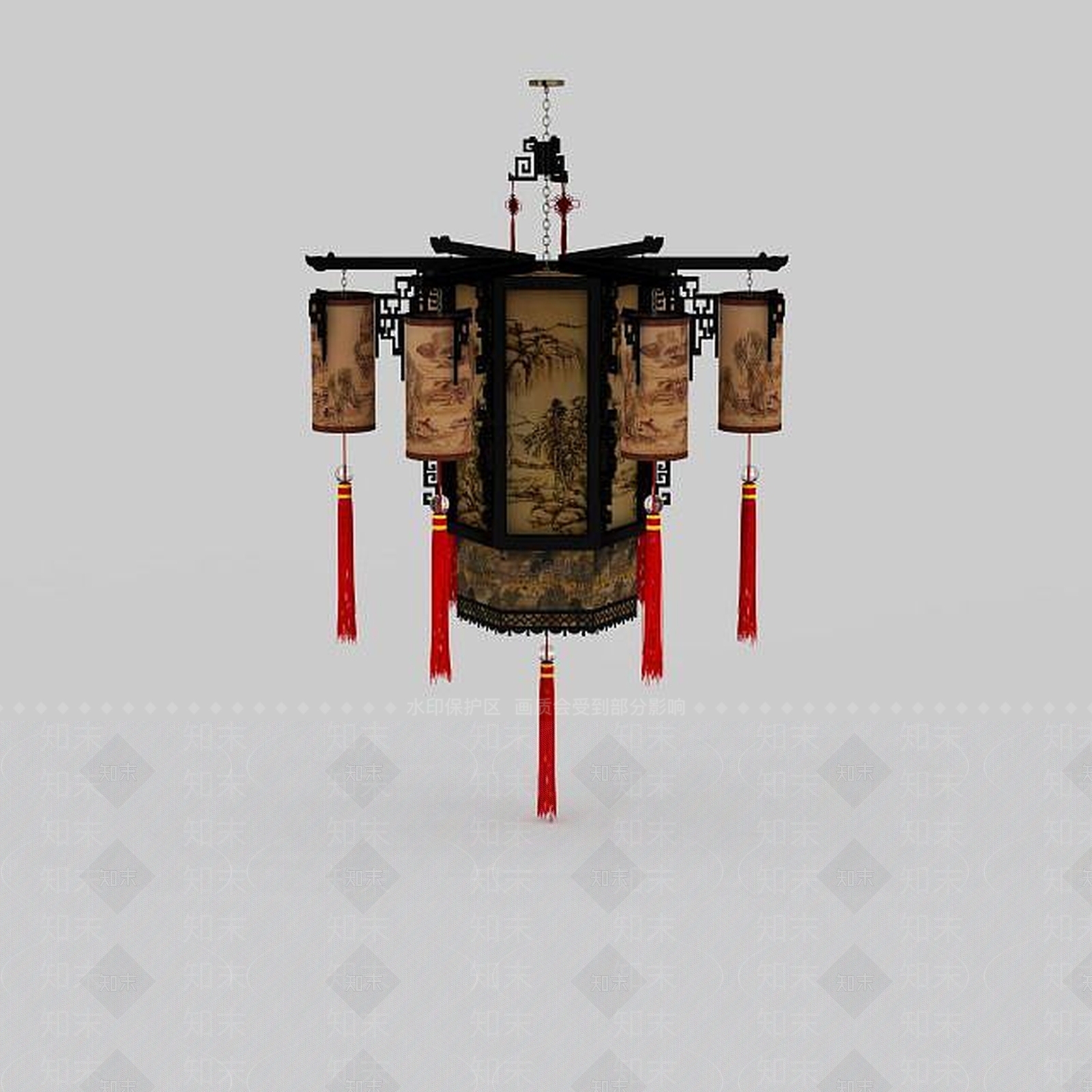 中式客厅吊灯3D模型下载【ID:1196587837】