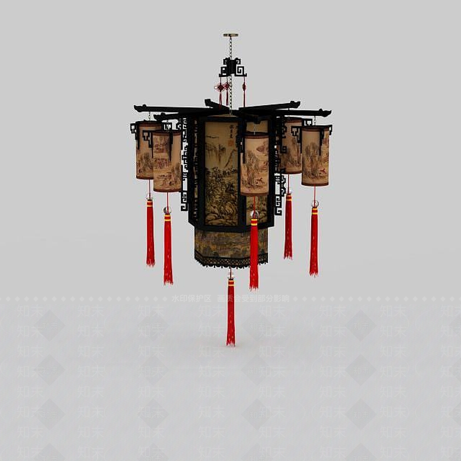 中式客厅吊灯3D模型下载【ID:1196587837】