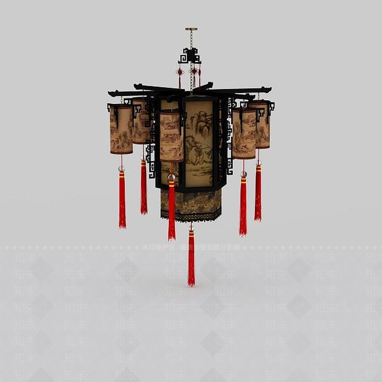 中式客厅吊灯3D模型下载【ID:1196587837】