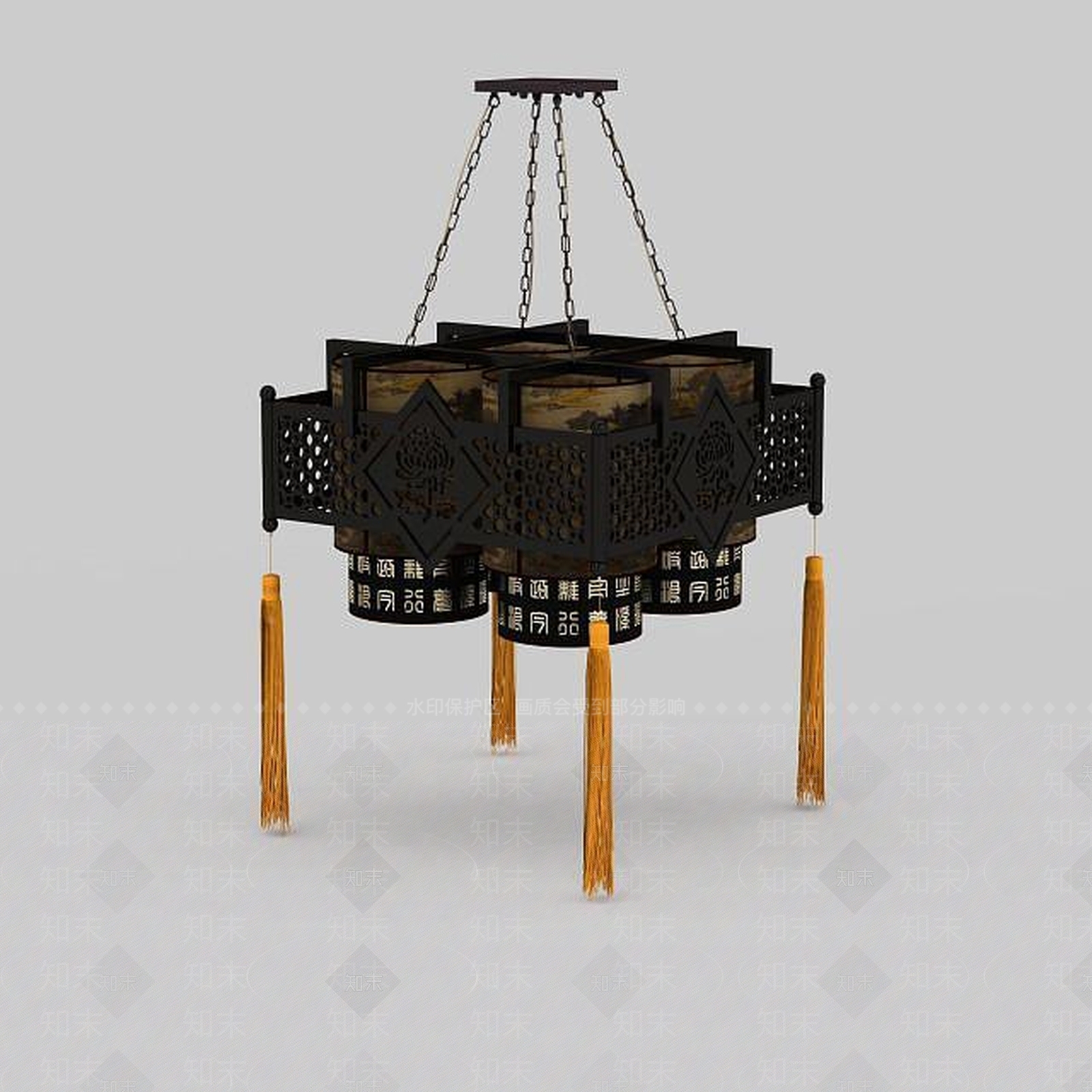 中式客厅灯具3D模型下载【ID:1196588263】