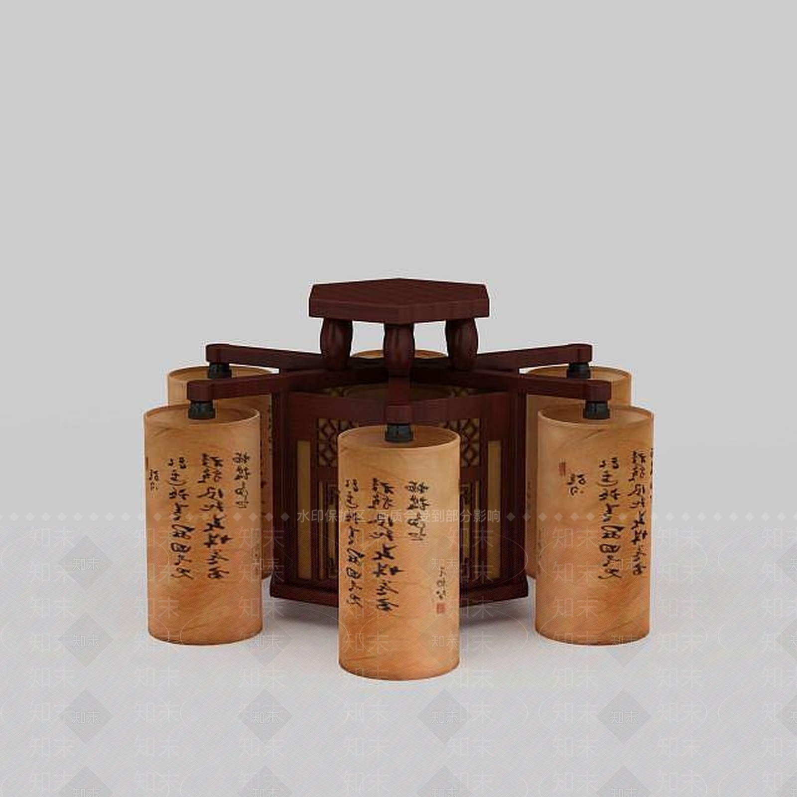 中式儒雅吊灯3D模型下载【ID:1196588759】