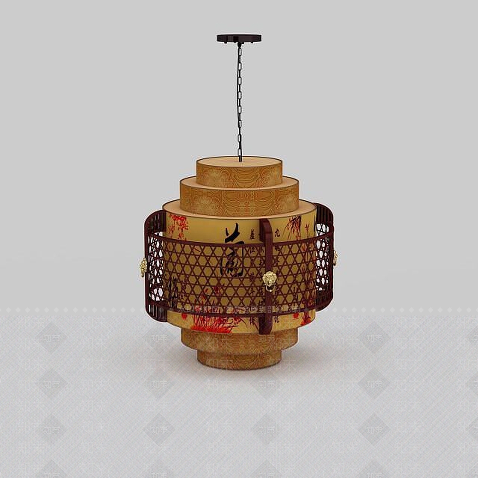 中式现代吊灯3D模型下载【ID:1196588940】