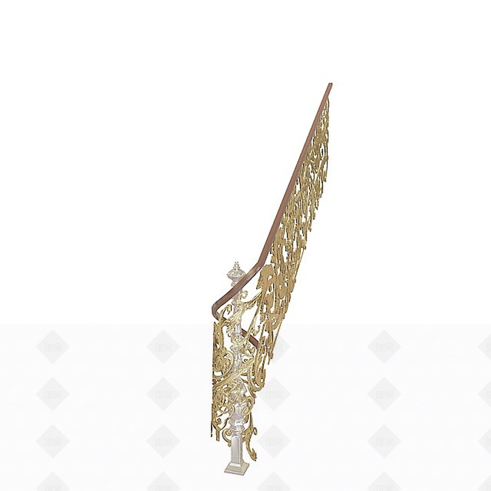 现代金色雕花栏杆3D模型下载【ID:1196589959】